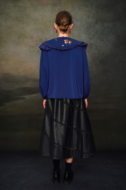 フレンチレトロショールデザインブラウス