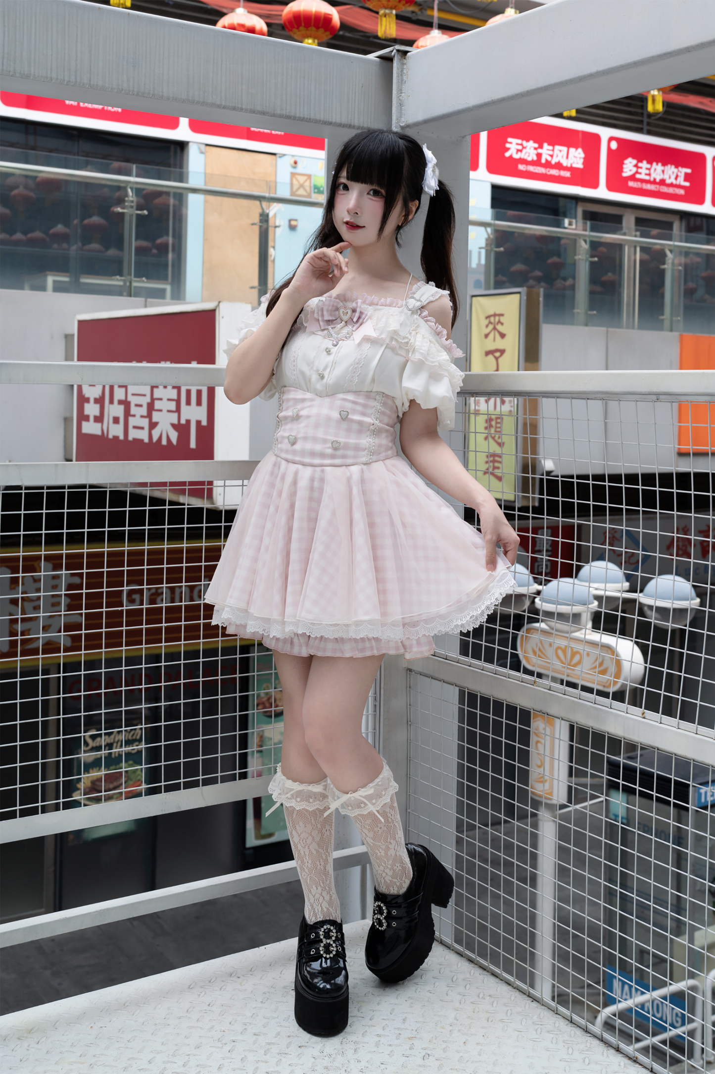 【予約商品】量産オフショルダートップス+ハイウエストスカート