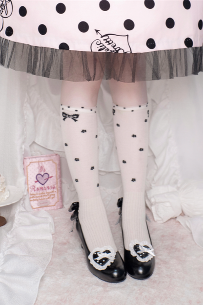 レトロドットハートロリータスイートシューズ