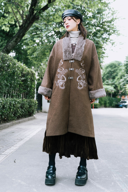 Chinese Dragon Motif Long Cardigan