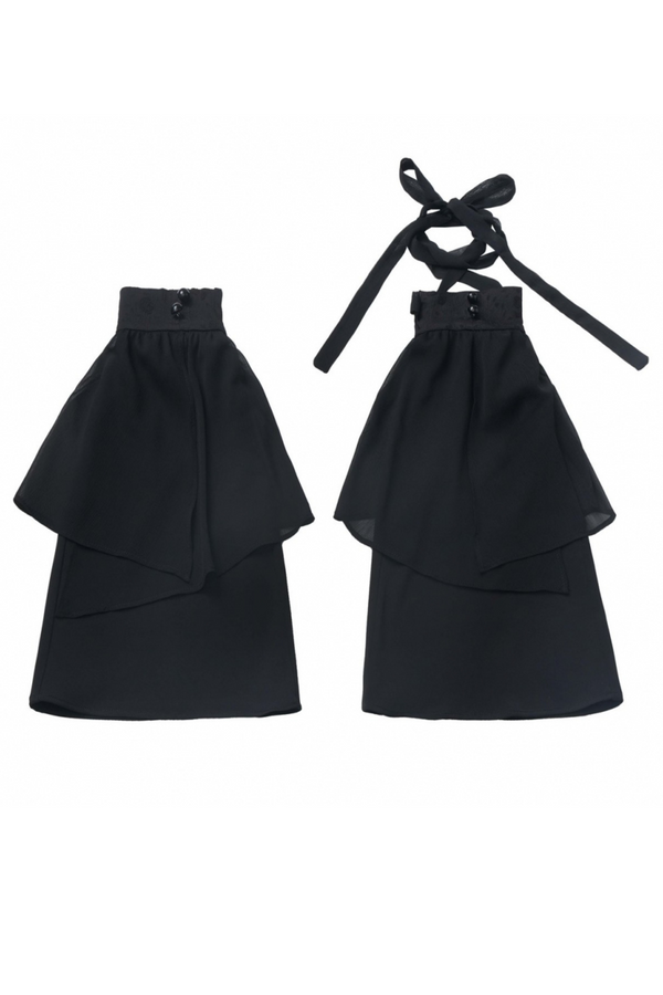 モードリボンシャツ＋コルセット＋ティアードスカート＋レッグウォーマー