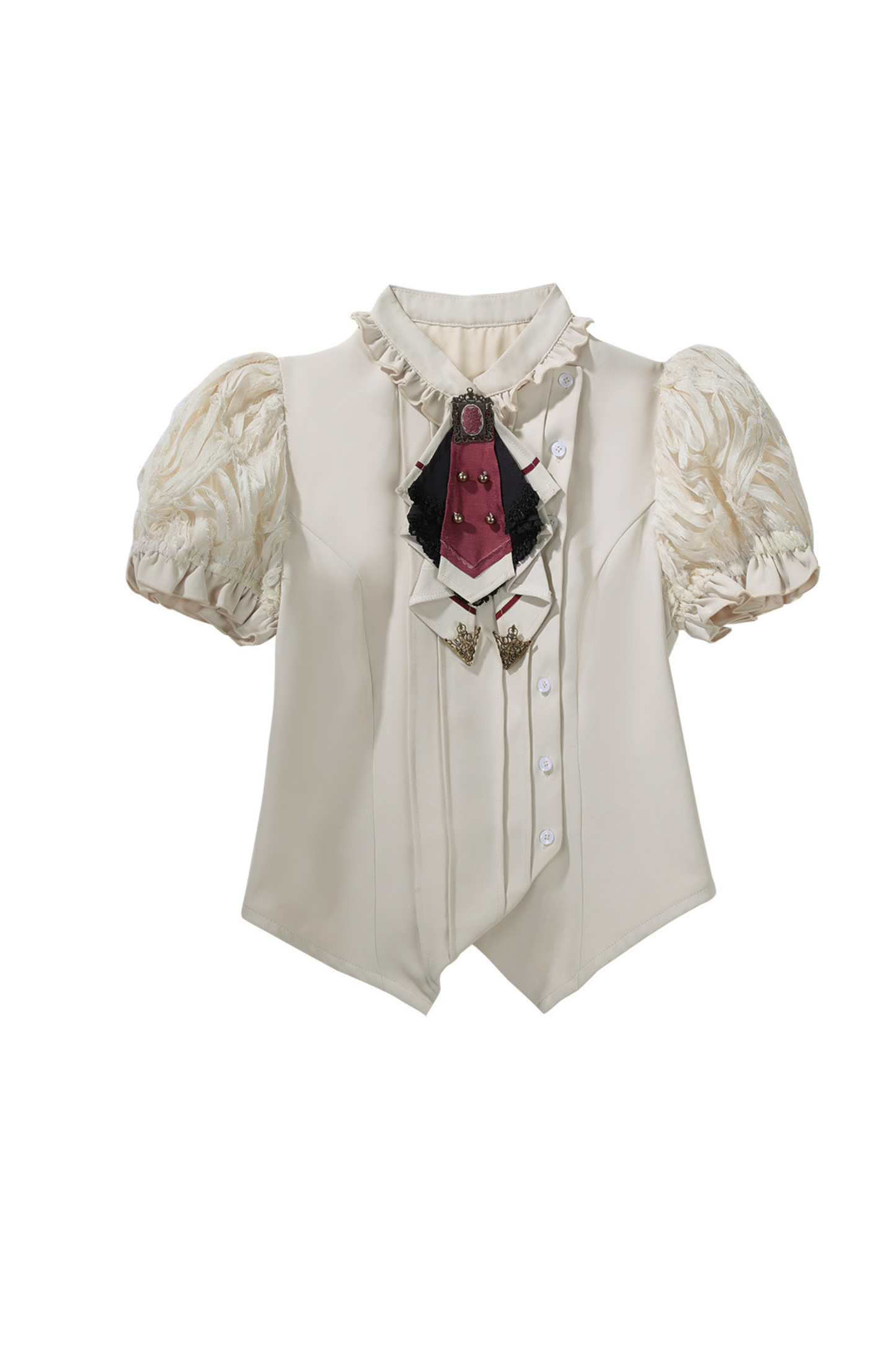 Vintage Lolita Puff Sleeve Top + Asymmetrical Skirt + Corset