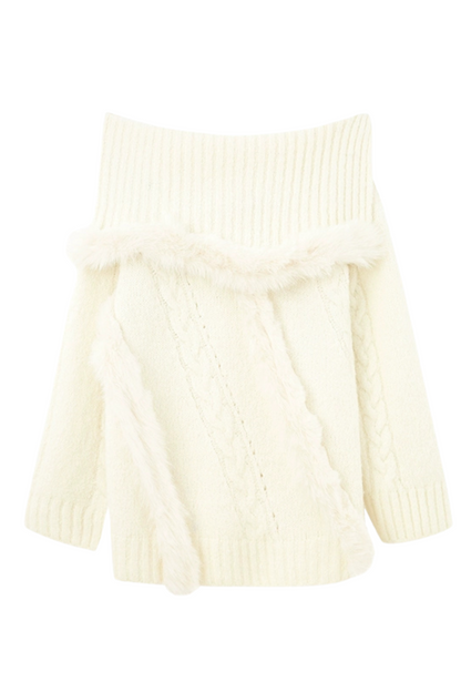 Sweet plush off-the-shoulder knit