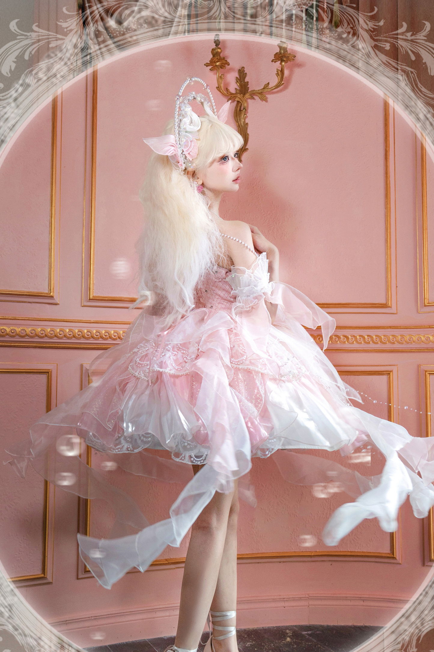 Mermaid Chiffon Lolita Dress + Crown + Headband + Sleeves