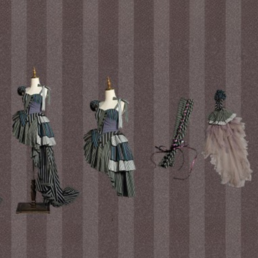 【予約商品】ストライプグリッドファンタジードレスセット＋アシメチュールスカート＋ベール