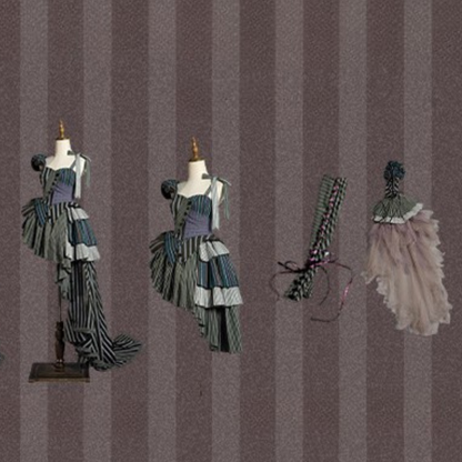 【予約商品】ストライプグリッドファンタジードレスセット＋アシメチュールスカート＋ベール