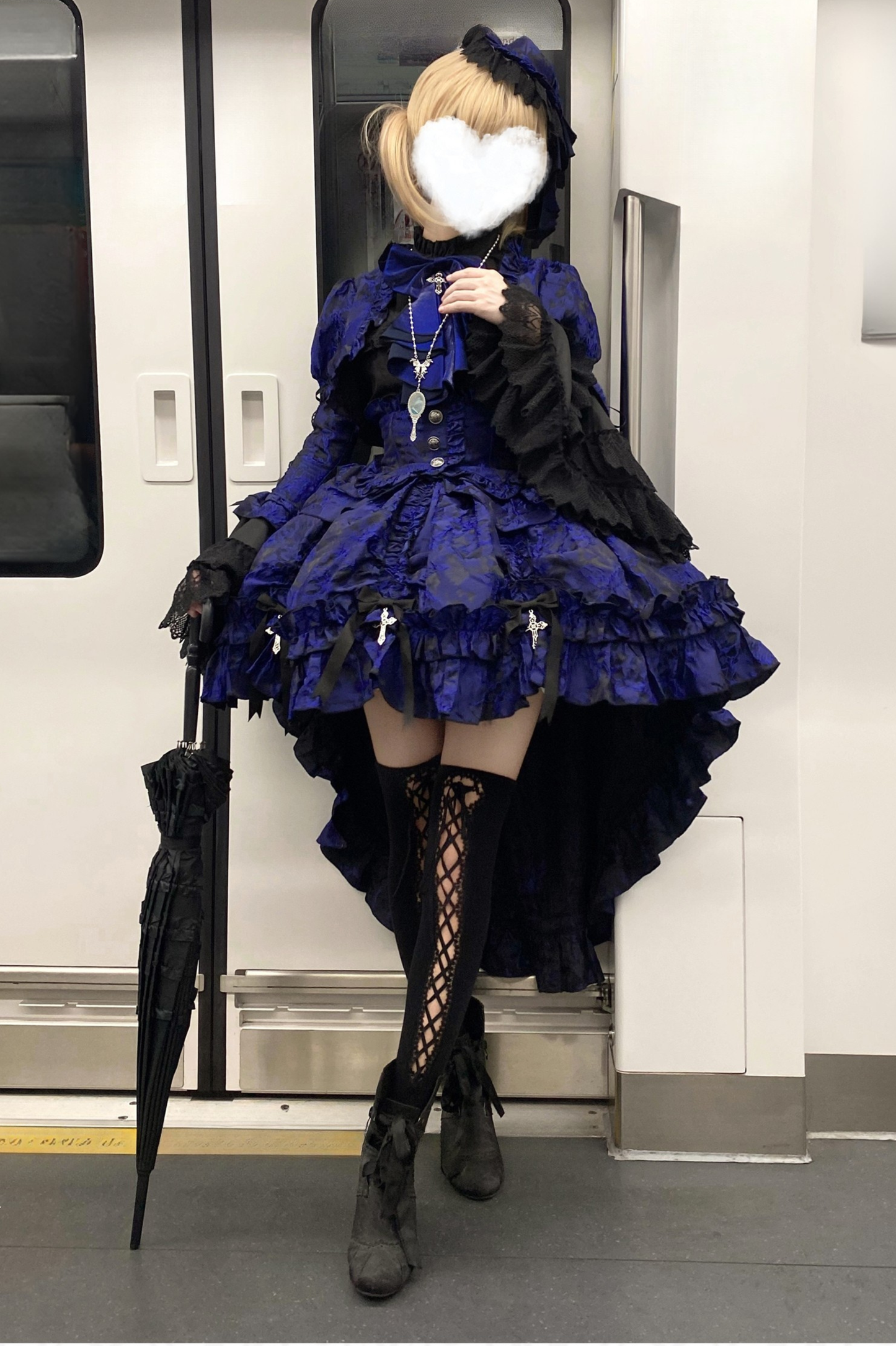 【12月6日予約締切】クロスノクターンゴシックダーク・ストライプレイヤードトップ＋クロスローズ・ストライププルアップスカート