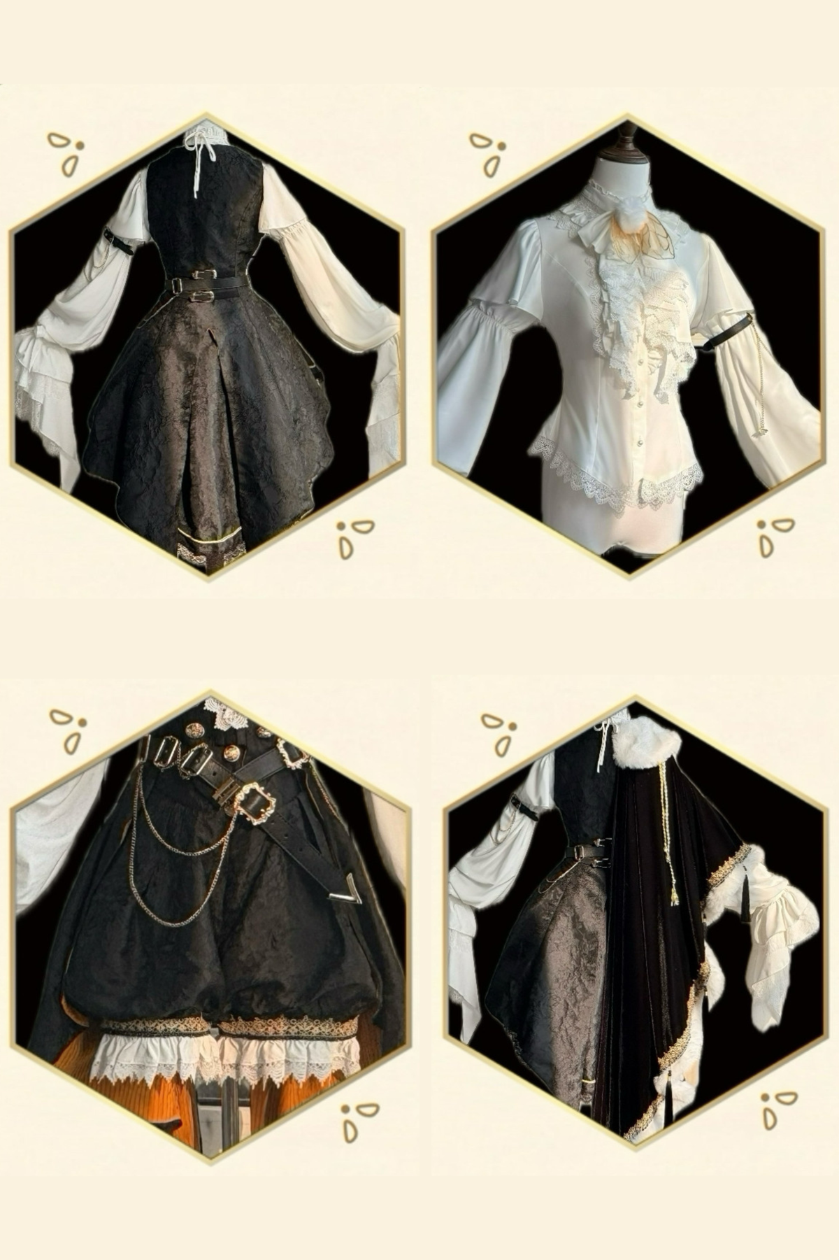 [Pre-order Deadline: December 2] Royal Gothic Military Prince Costume Complete Set (Shirt + Shorts + Long Vest with Train + One-Shoulder Fur Cape + Accessories)