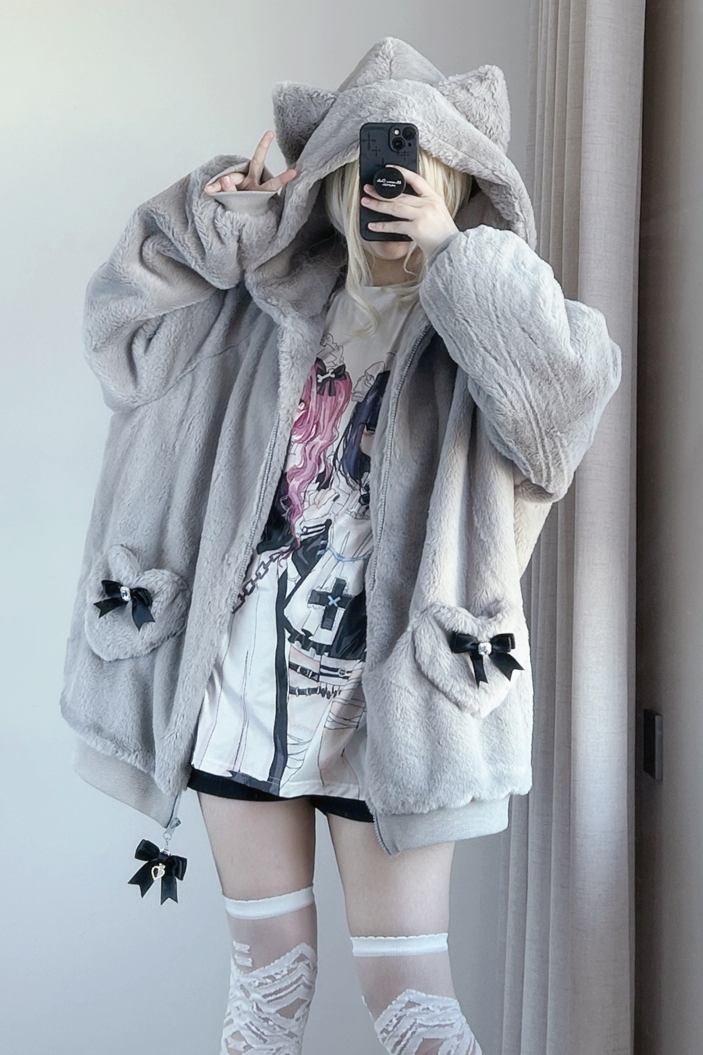 猫耳ぬいぐるみフードジャケット