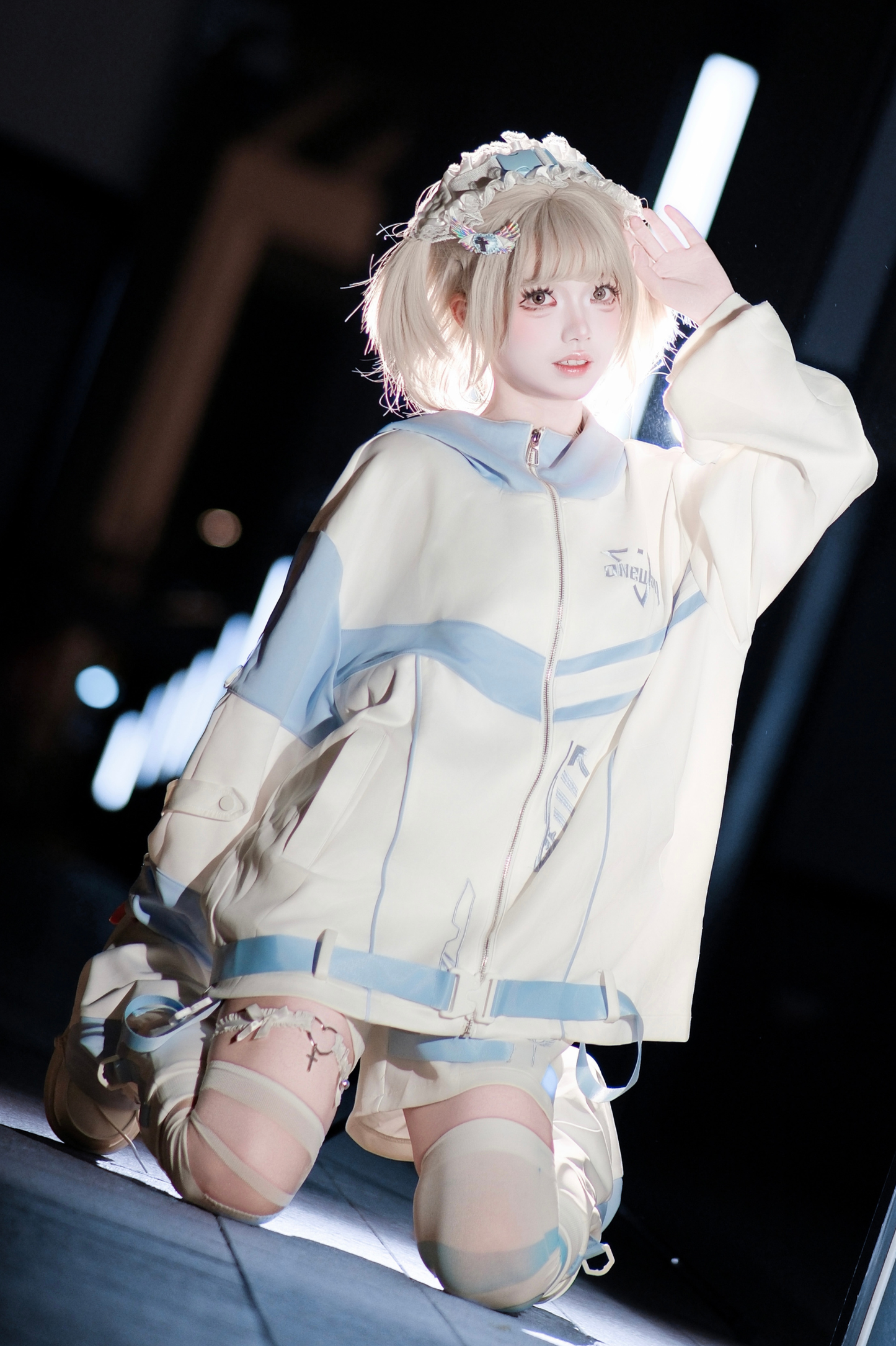 サブカルサイバージャケット+ショートパンツ+レッグカバー