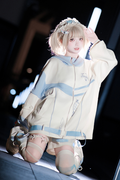 サブカルサイバージャケット+ショートパンツ+レッグカバー