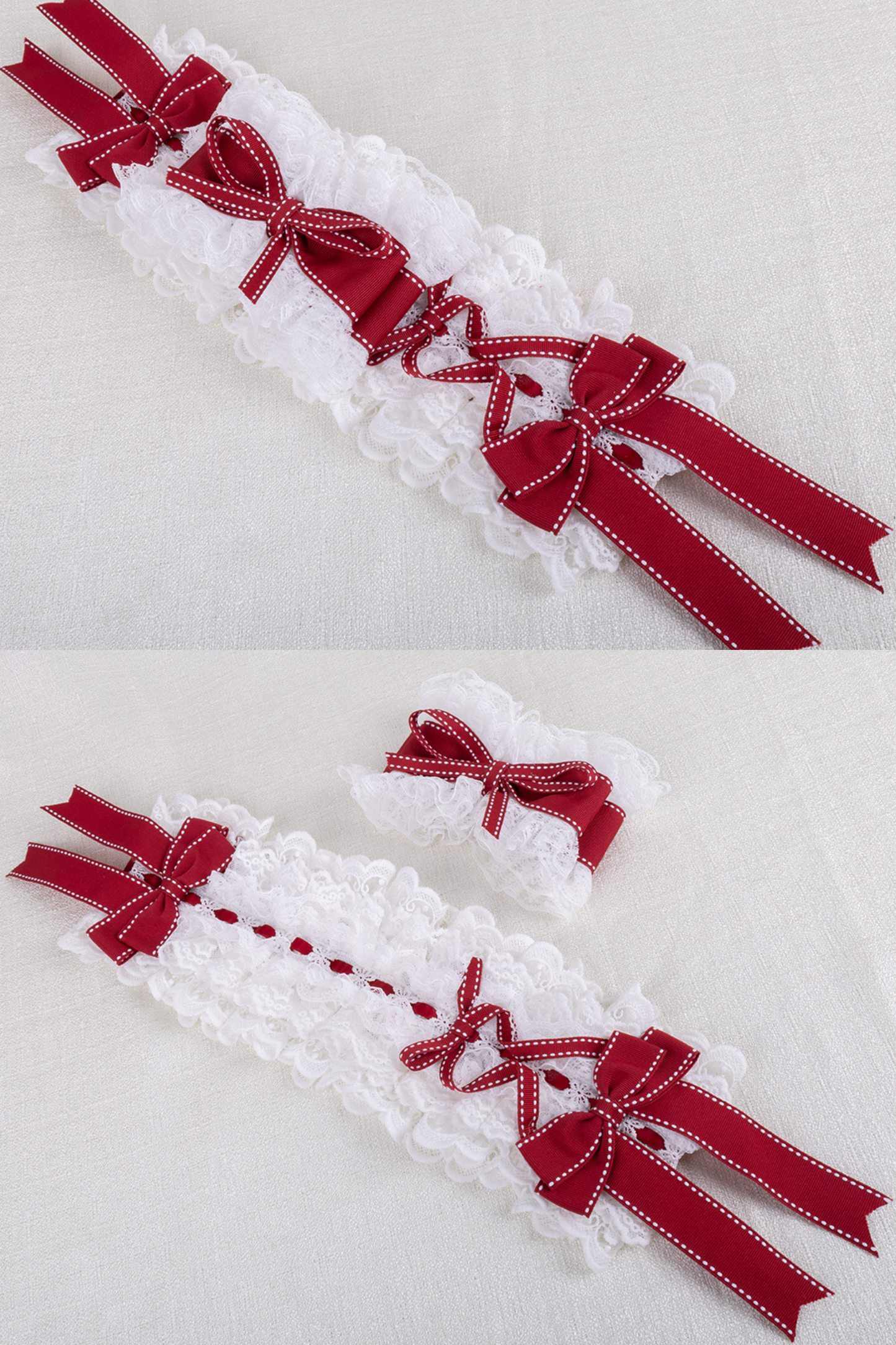 レースステッチロリータヘアバンド+ハットクリップ