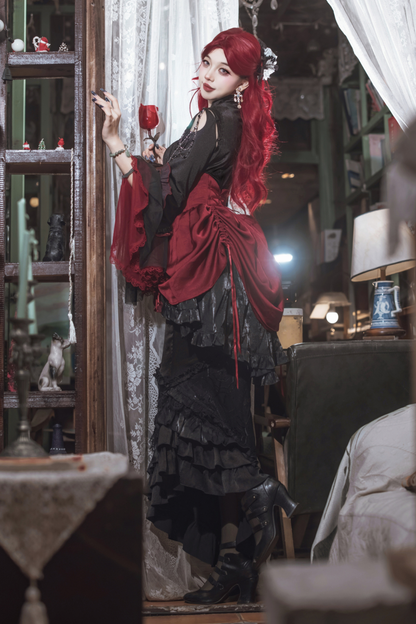 ダークフラワーゴシックロリータセットアップ