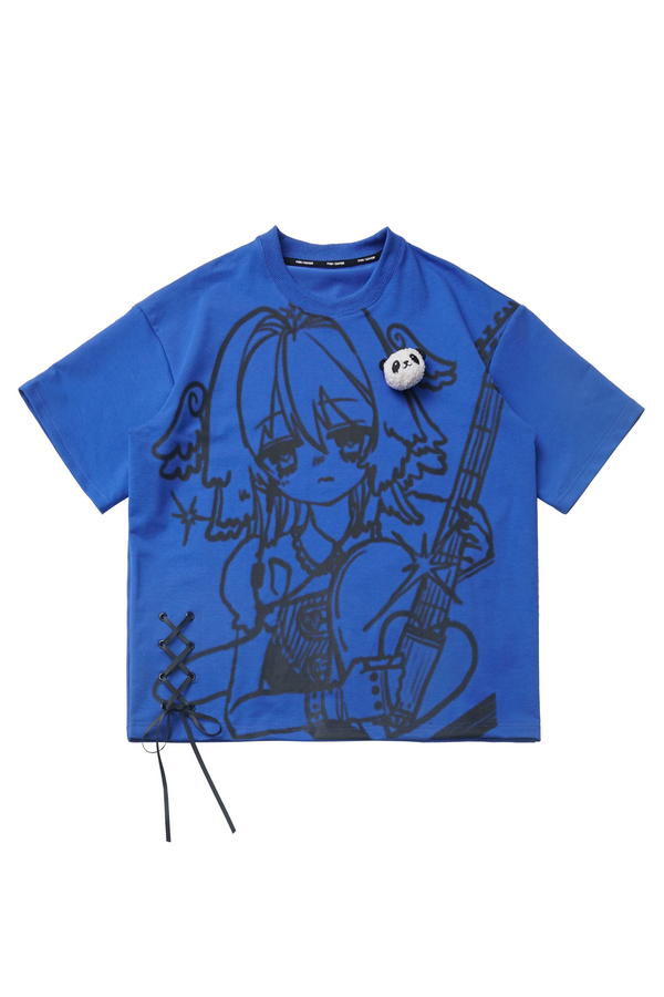 サブカルガールイラストオーバーサイズトップス