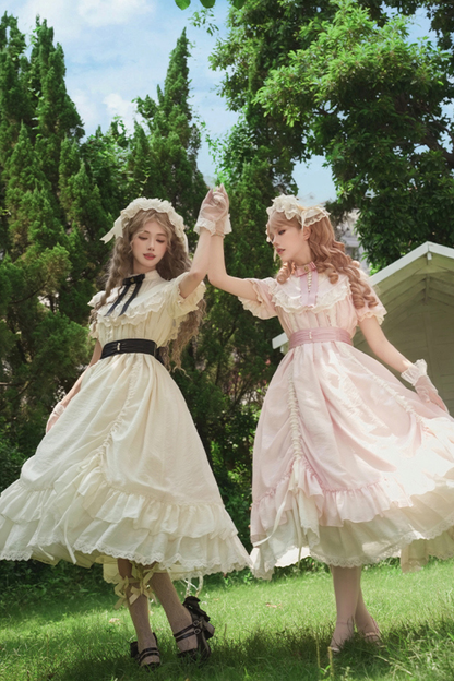 【予約商品】ローズフリルロリータドレス+ドレス＋ベルト＋ブローチ＋リボン＋ヘッドバンド＋スリーブ