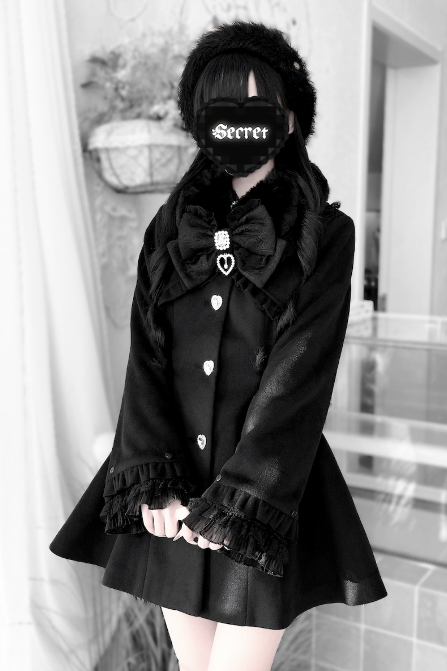 リボンウエストマークフレアコート