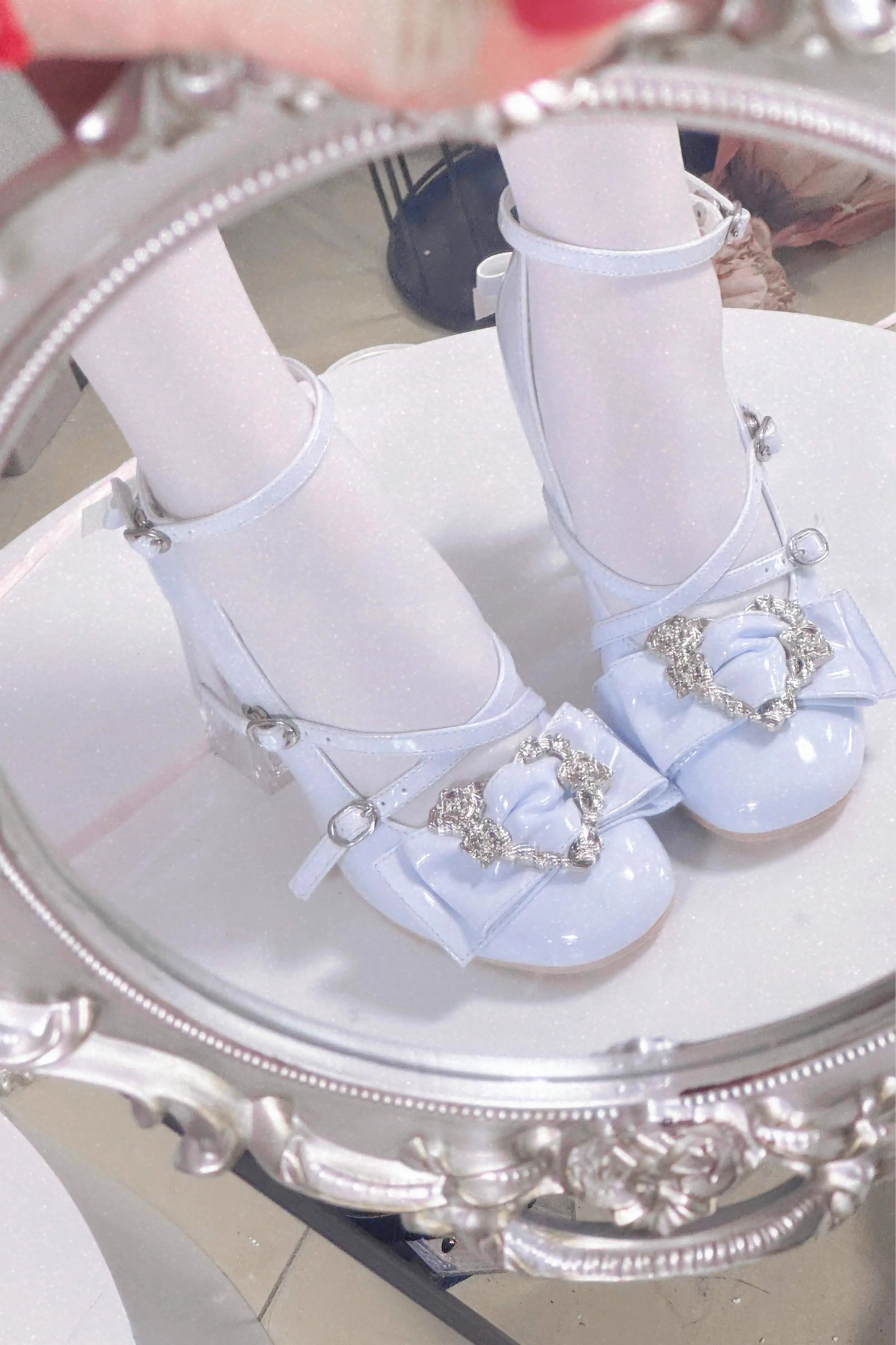 ラブバックルクリスタルヒールシューズ
