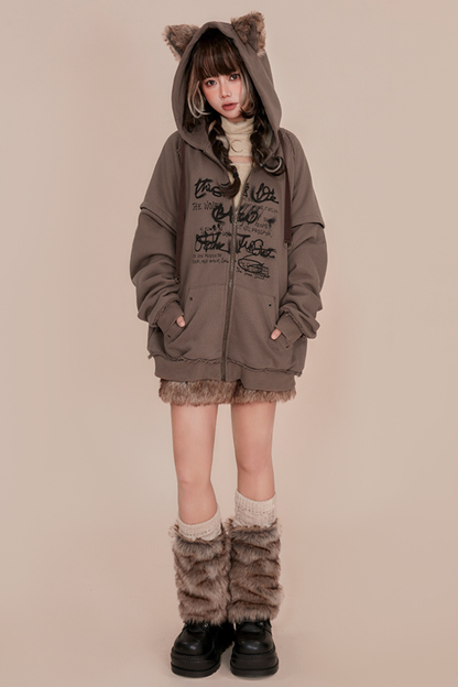 Wolf Ear Hood Loose Hoodie