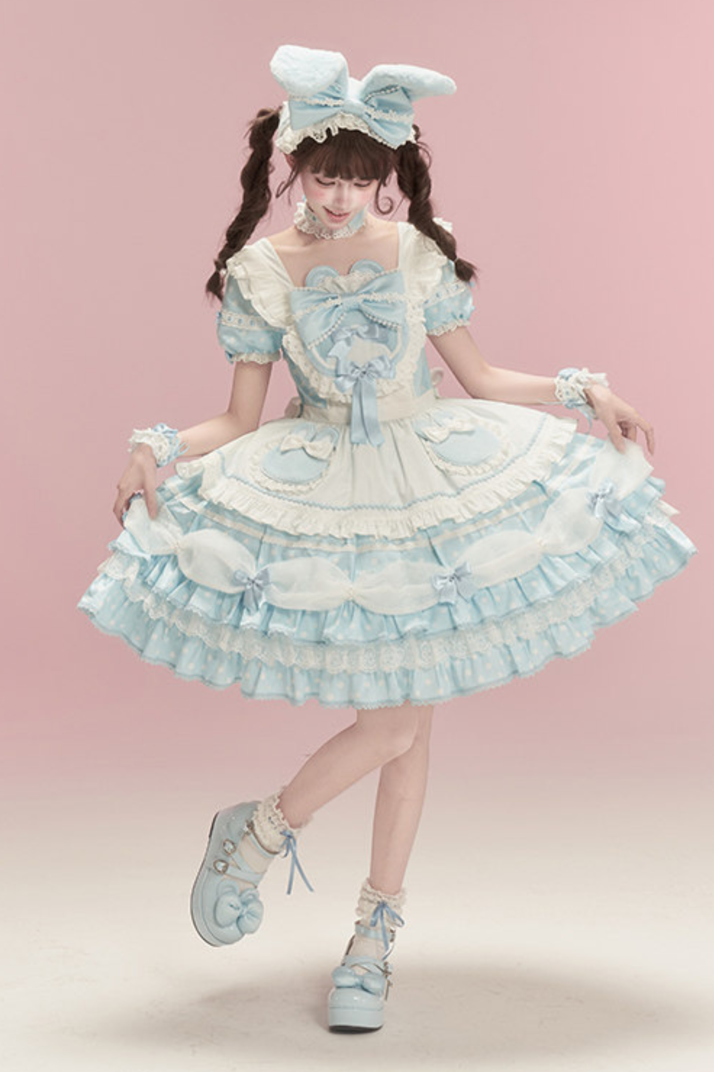 Lace Rabbit Ear Headband + Ribbon Necklace