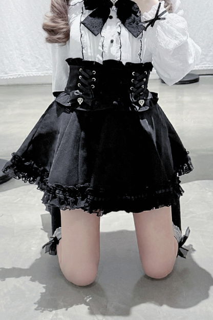 ドールカラーレースシャツ+キュロット