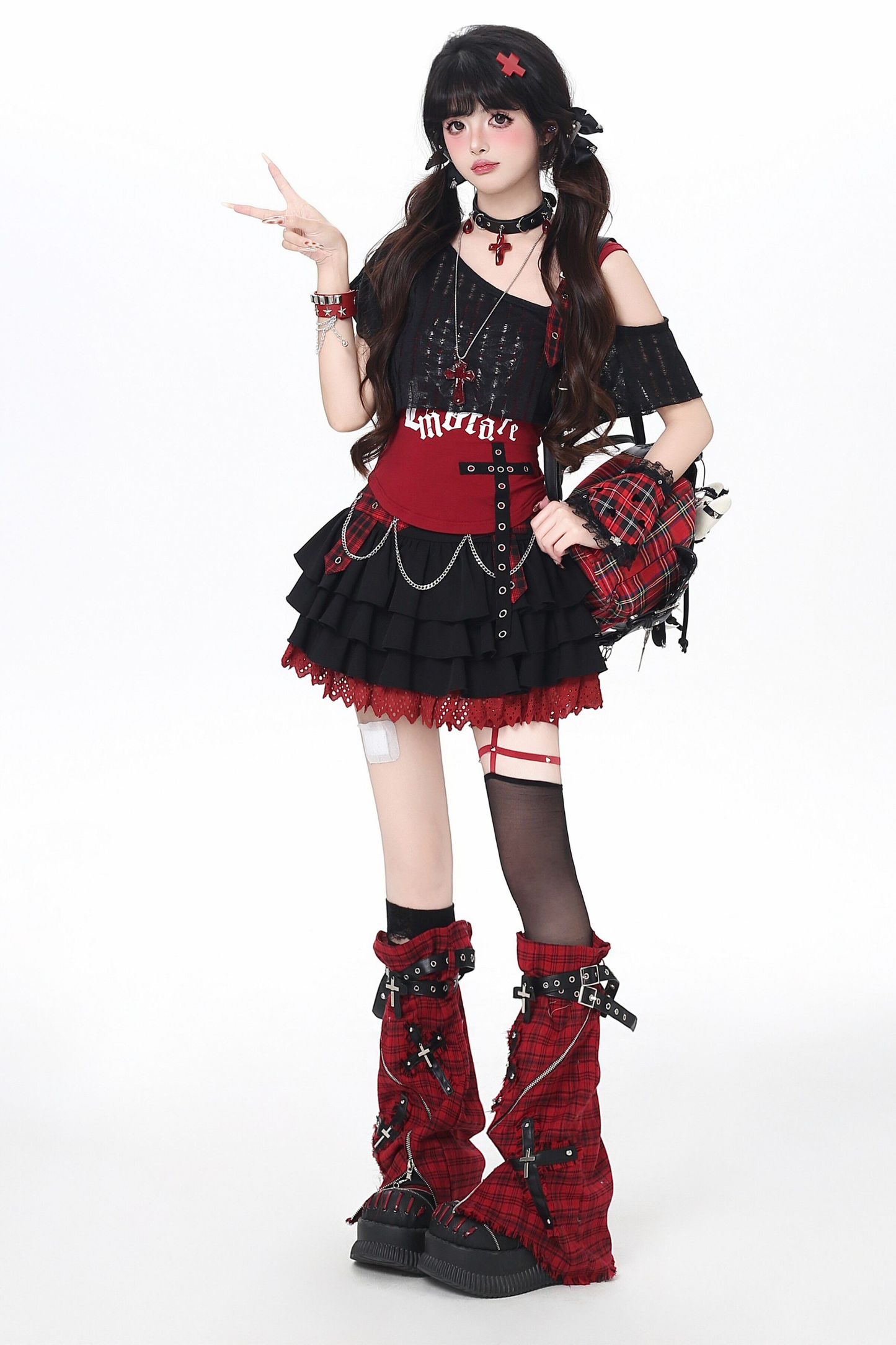 Sweet Cool Subculture Top + Vest + Skirt