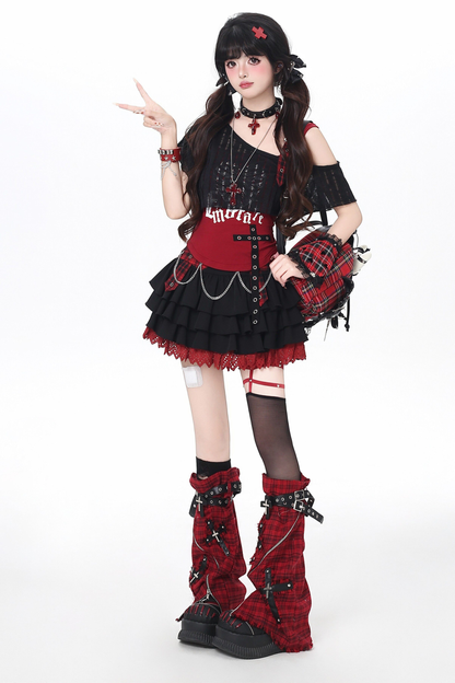 Sweet Cool Subculture Top + Vest + Skirt