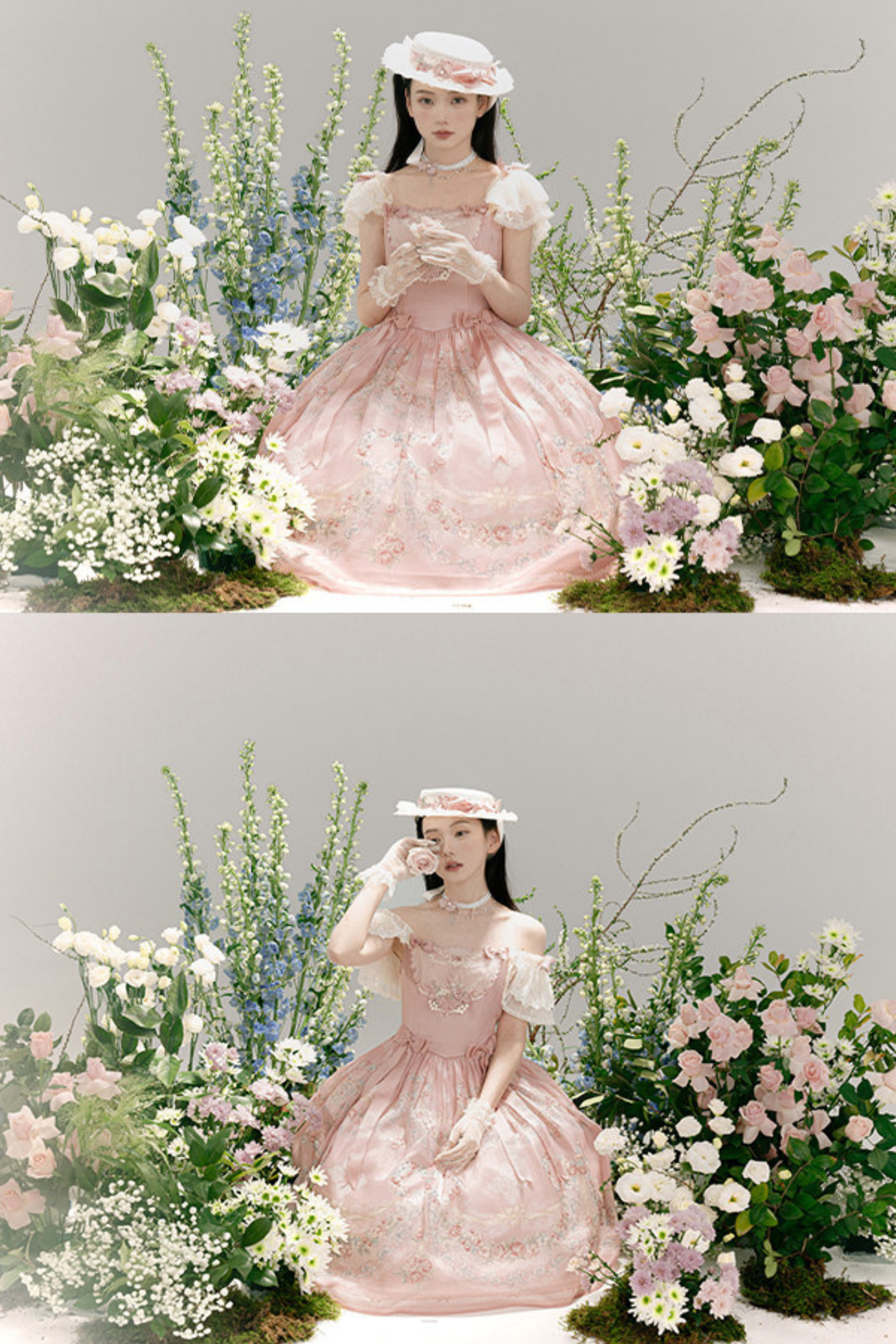 Vilandry Garden Off-Shoulder Dress + Jumper Skirt + Cape