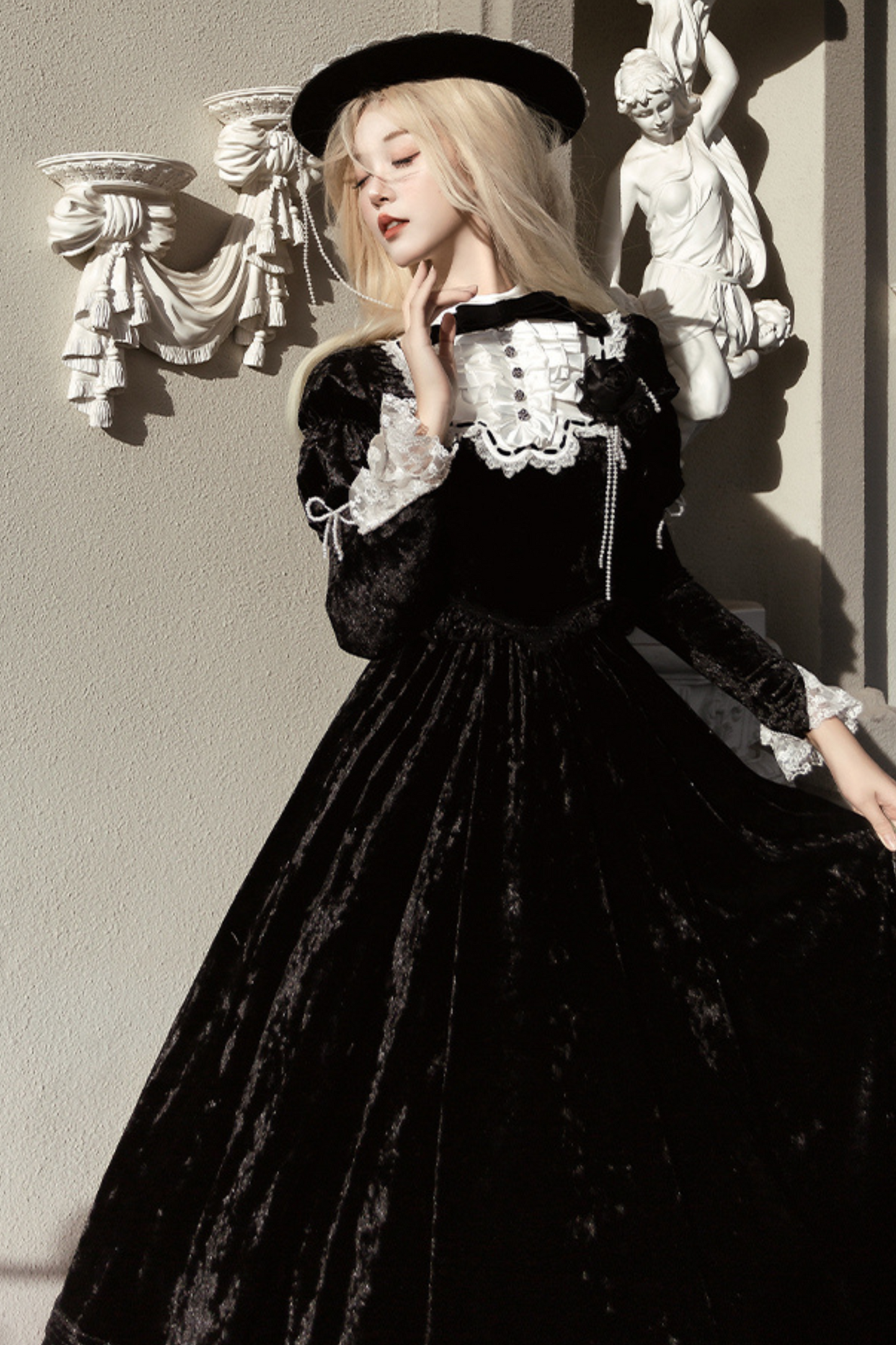Dark Gothic Velvet Lolita Dress + Cloak + Hat
