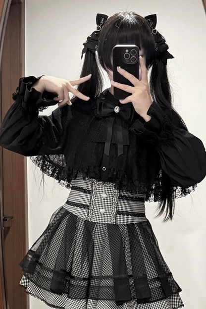 レースケープツーピーススカート+レースシャツ