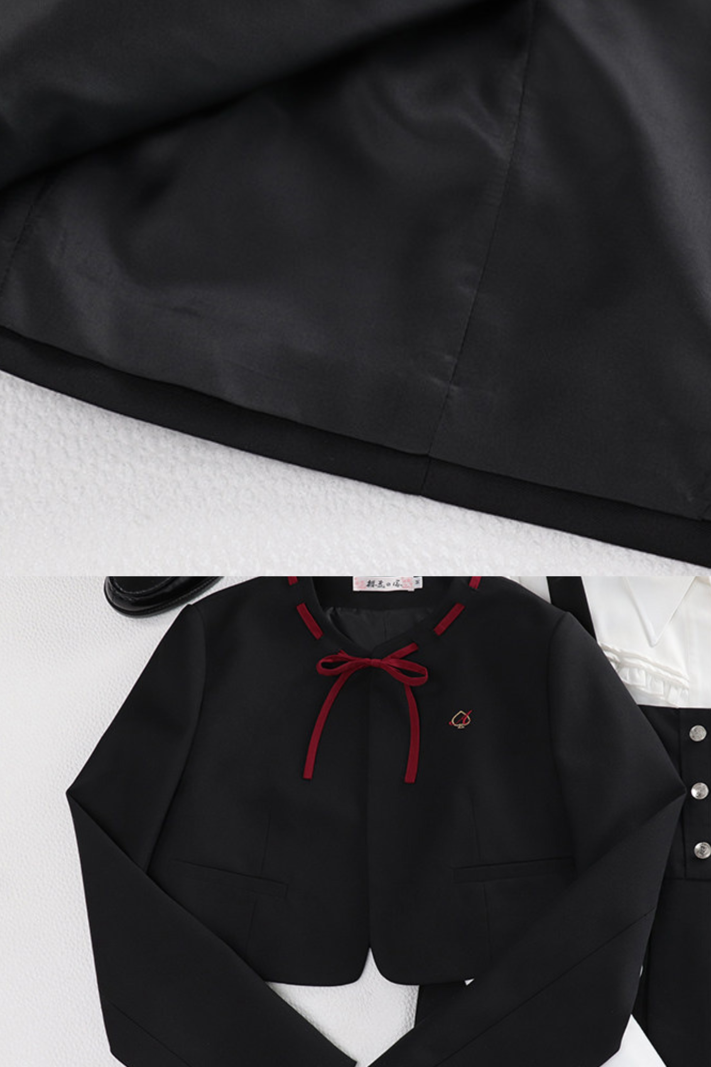 Karo-Collegejacke + Trägerrock + Hemd