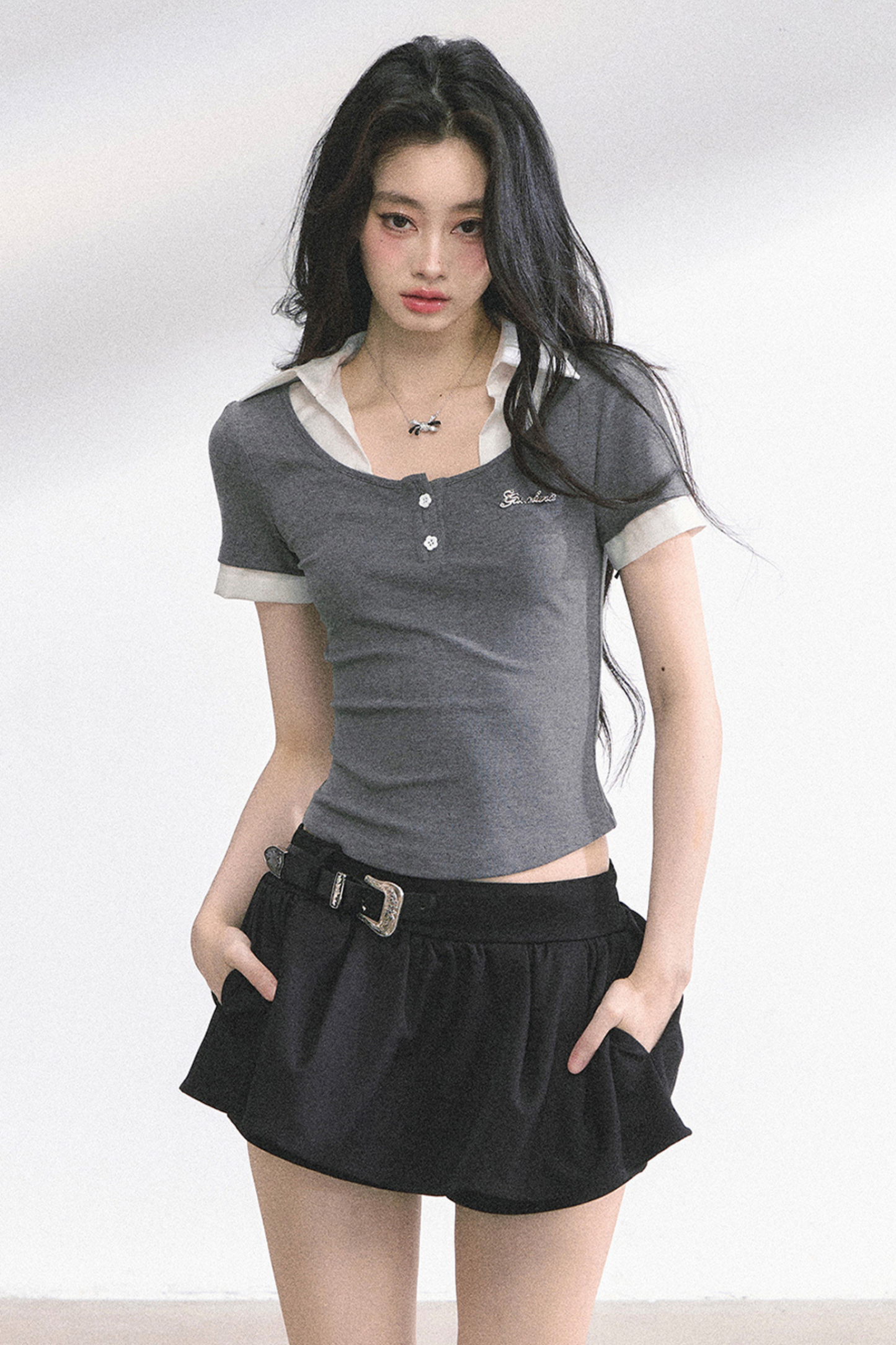 ストレートショルダーアメリカンシャツトップス