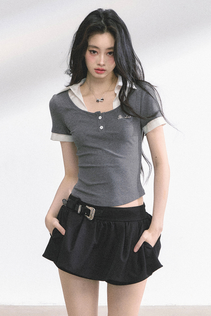 ストレートショルダーアメリカンシャツトップス