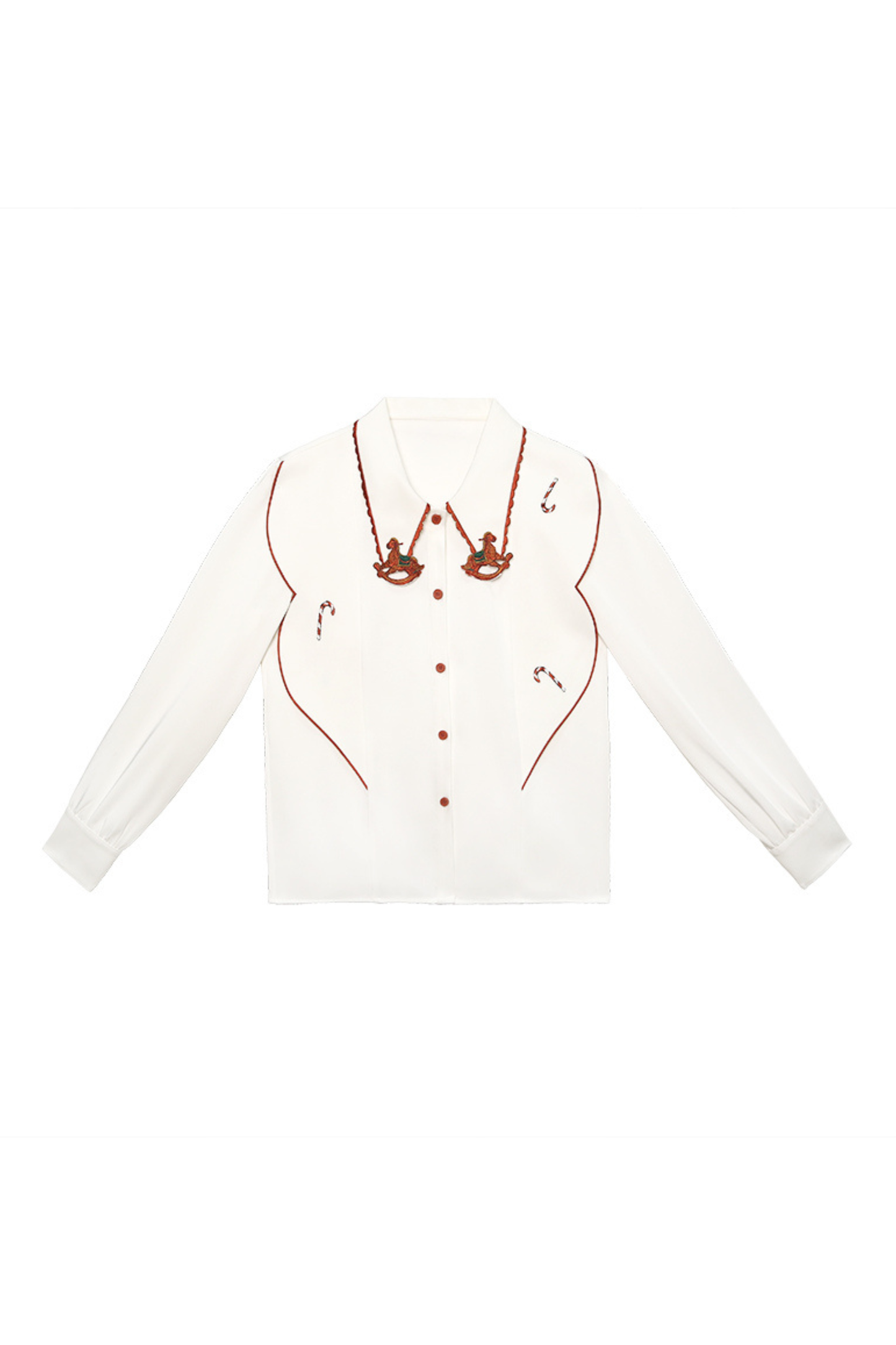 ステッチレトロコントラストホワイトシャツ