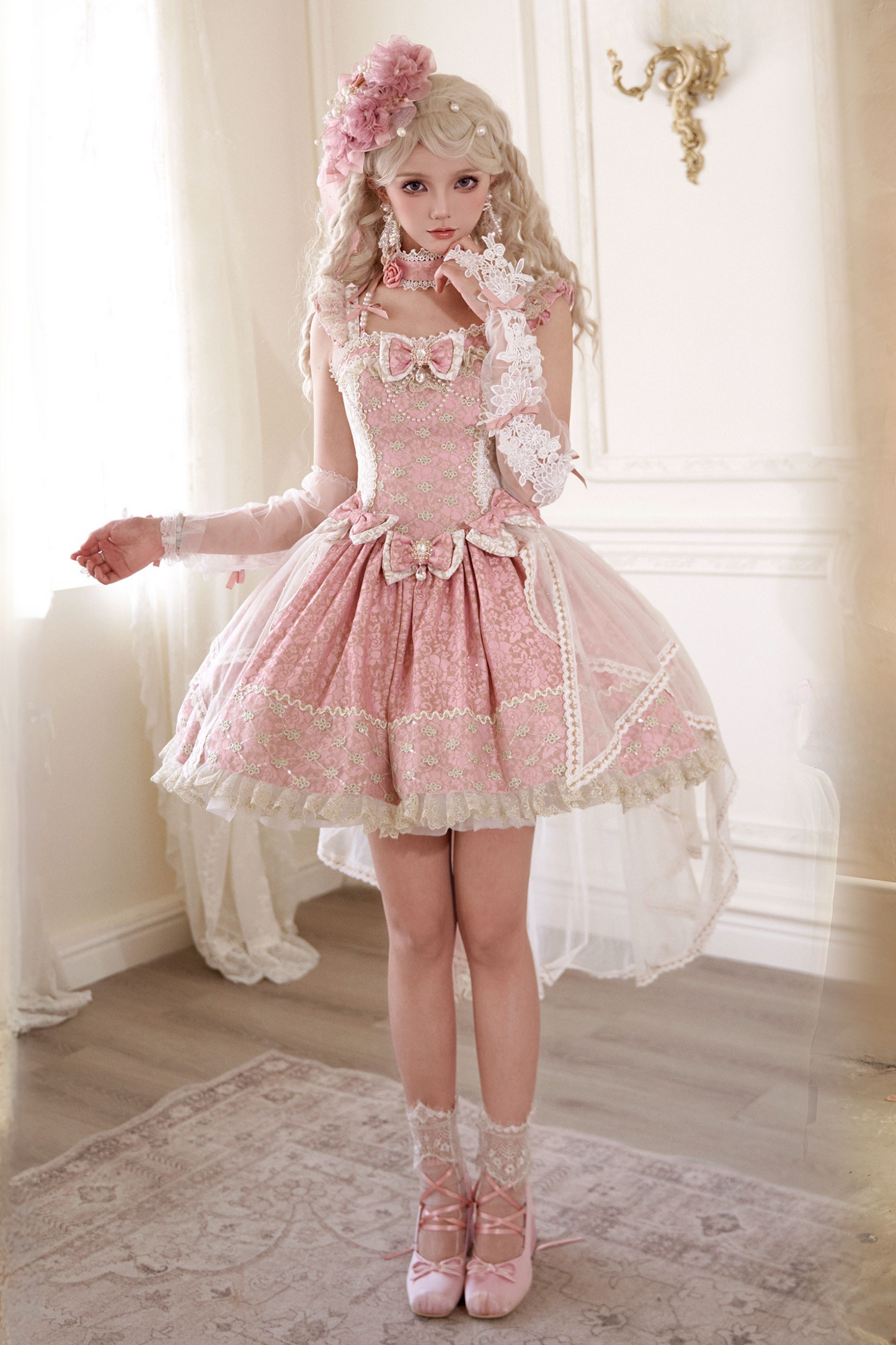 Anniversary Flower Fantasy Gorgeous Lolita Dress Full Set