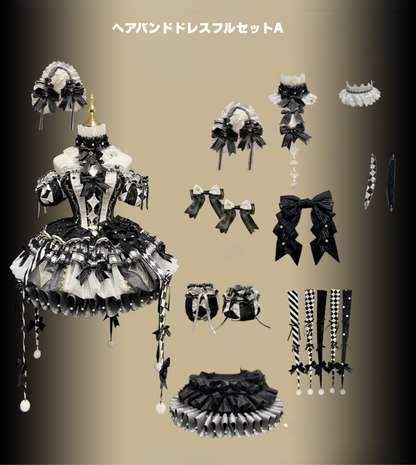 【12月26日予約締切】サーカスシリーズキングブラックアンドホワイトロリータピエロドレス＋フルセットA/B