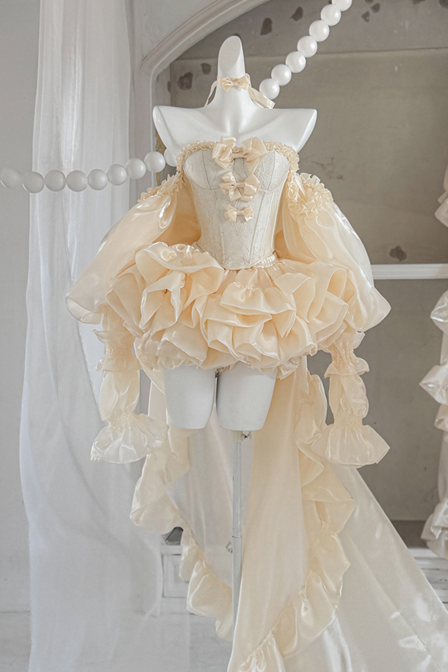 パーフェクトチューブトップ+フリルスカート+リボンテール+パニエ