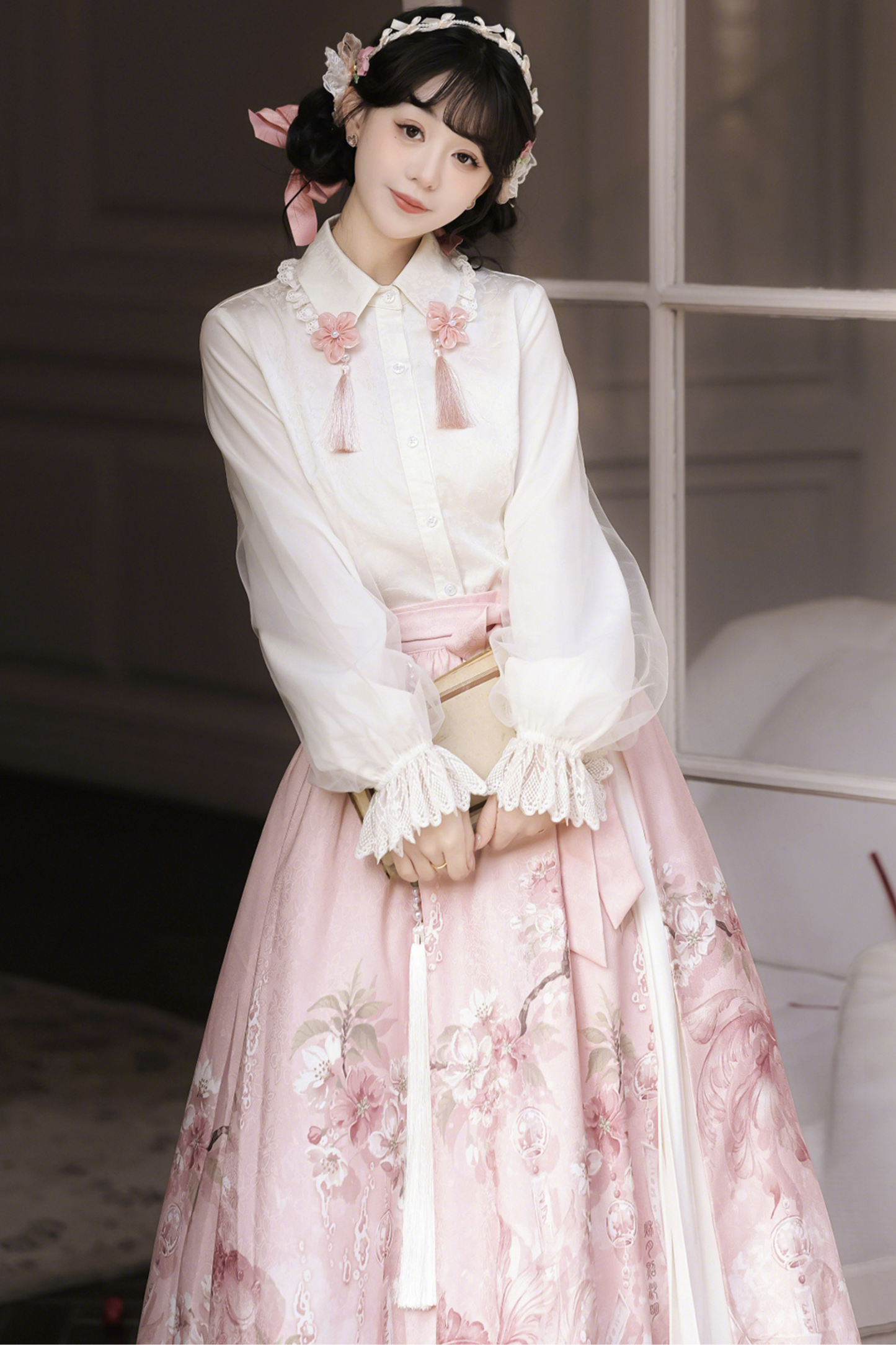 スイートフラワーショール+ブラウス+スカート