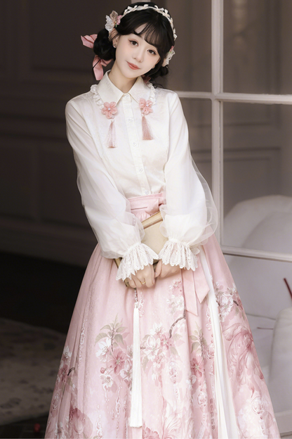 スイートフラワーショール+ブラウス+スカート