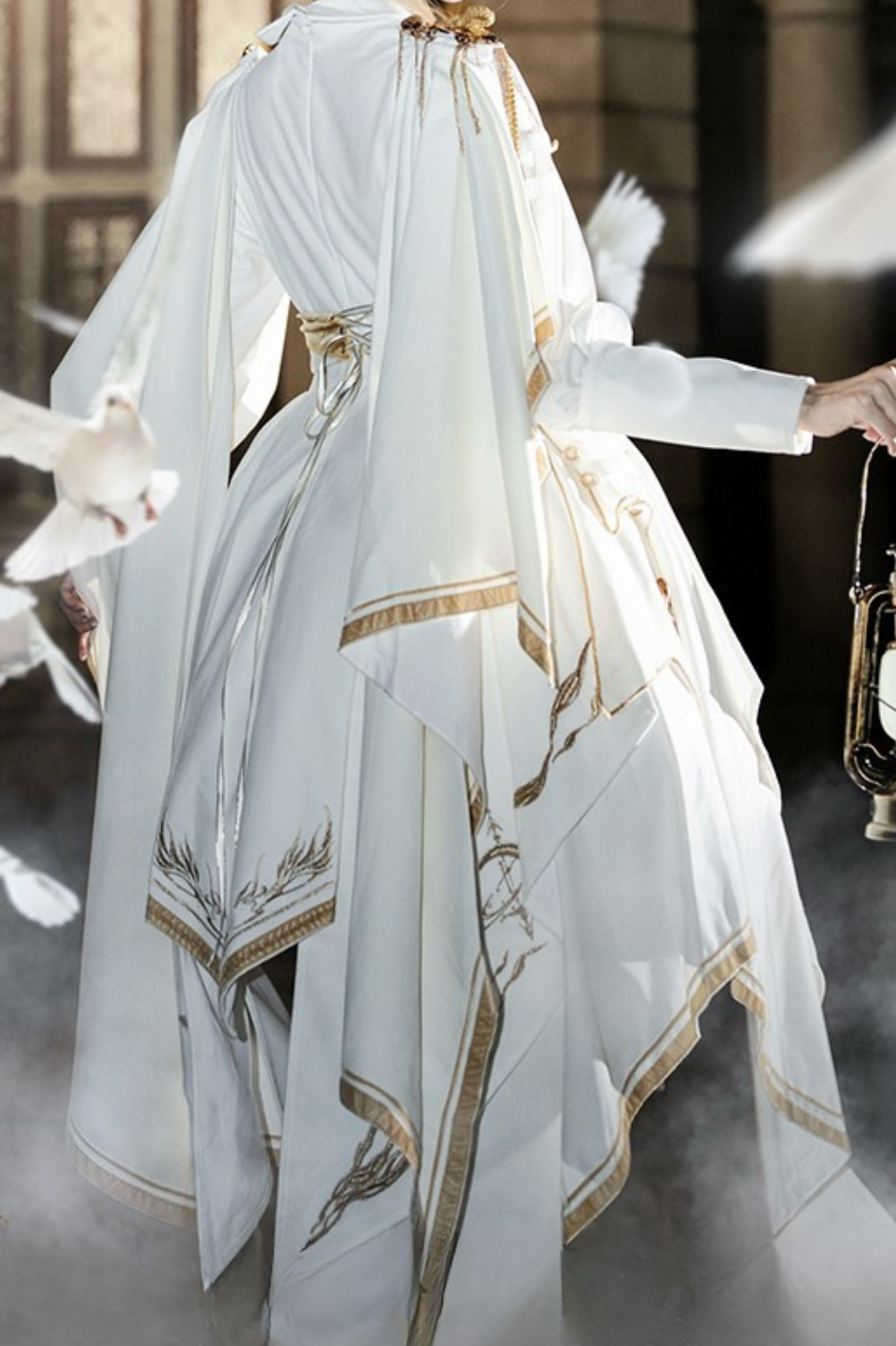 [Pre-order Deadline: November 16] Holy Army White Gold Embroidery Military Uniform Cape Dress Complete Set + Dress Set