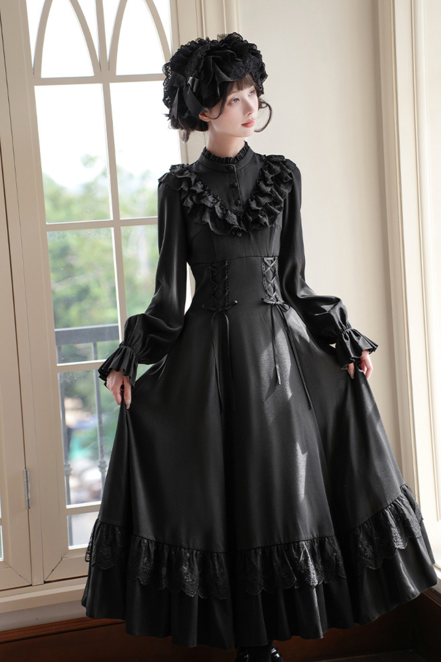 Elegant Dress + Shawl + Ribbon + Headdress