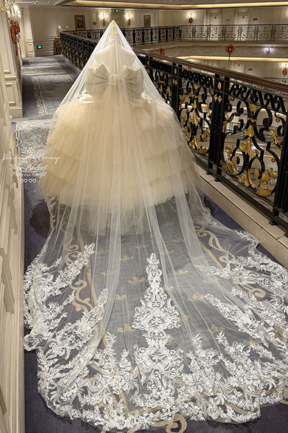 [예약상품] 4월 4일 예약마감]애프리콧 웨딩 로리타 원피스+숄+소매+리본 테일+베일