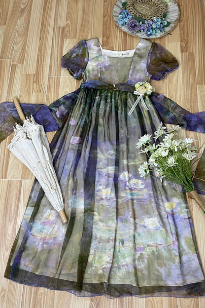 マーブルアートハイウエストマークロリータドレス