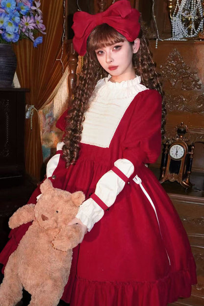 レースラッフルロリータドレス+リボン