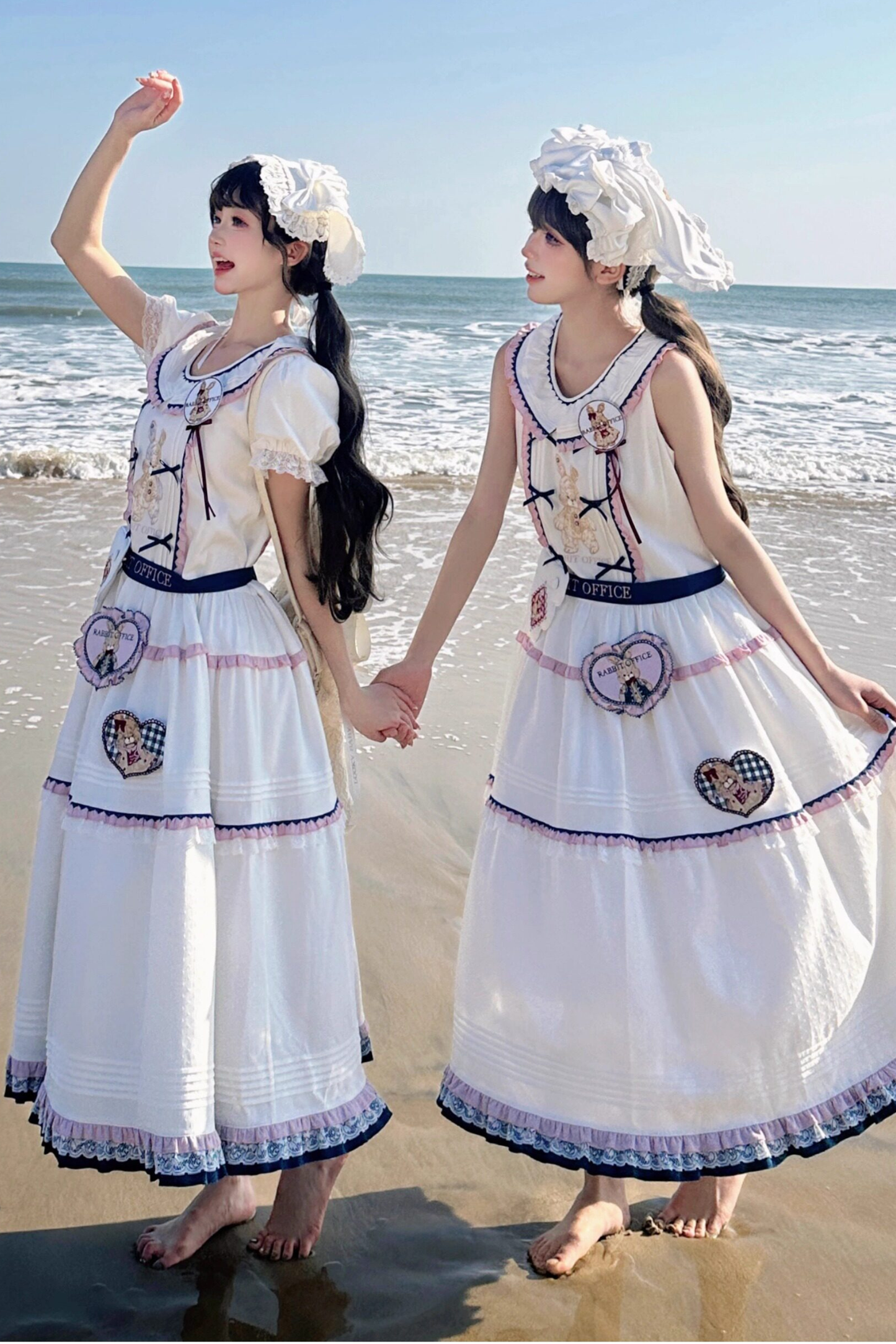 Retro Bear Puff Sleeve Dress + Sleeveless Dress