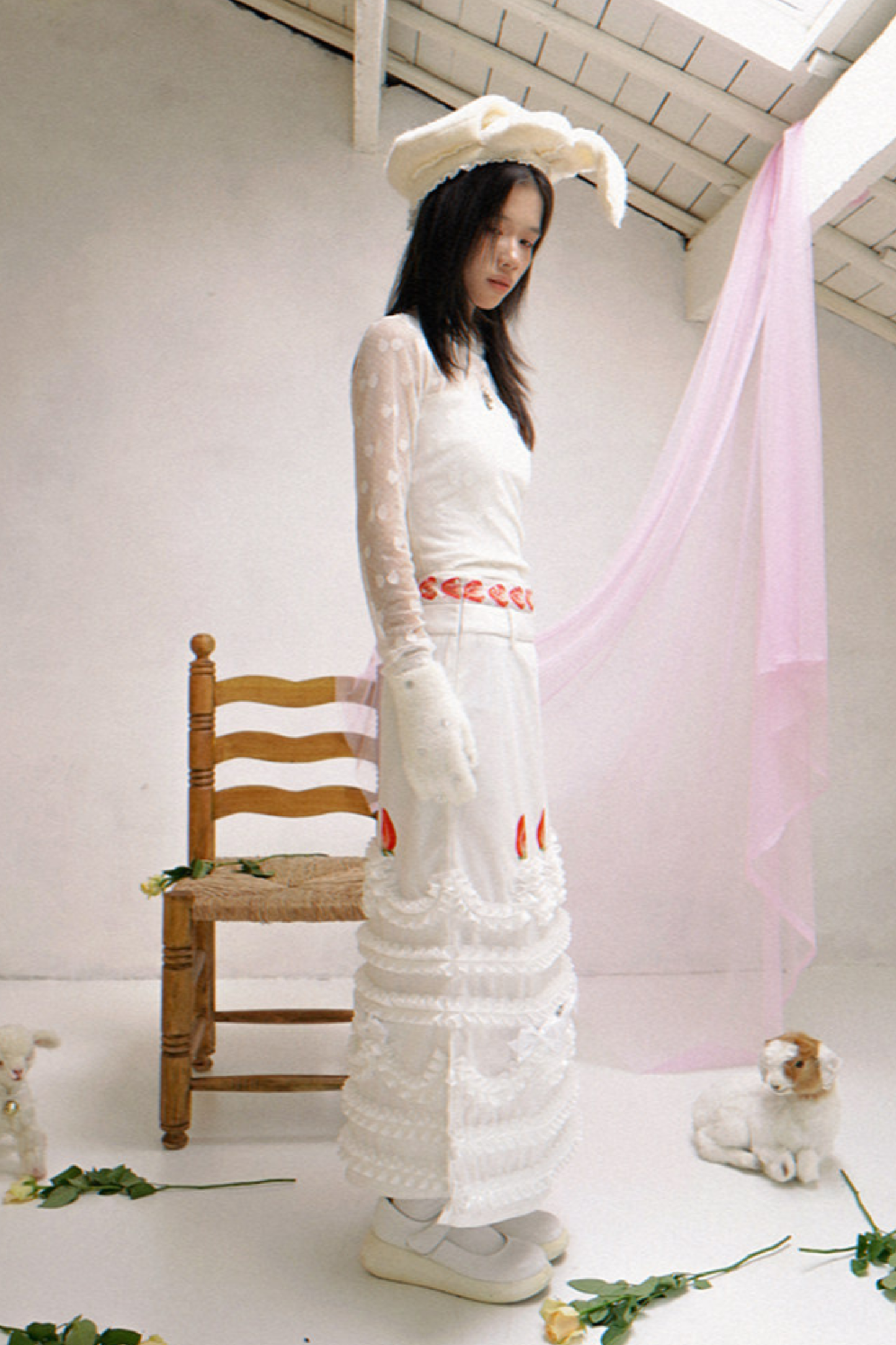 ストロベリーケーキプリントスカート