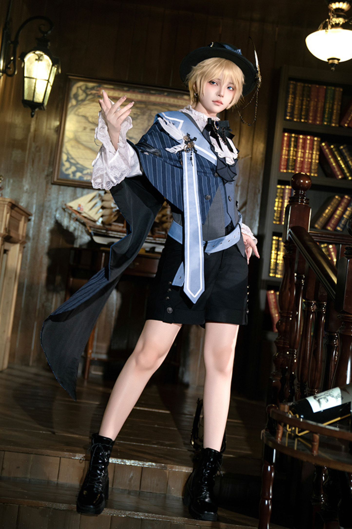 [Pre-order Deadline: November 9] Steampunk Prince Vest Shorts Cape Suit Set + Hat + Complete Accessories