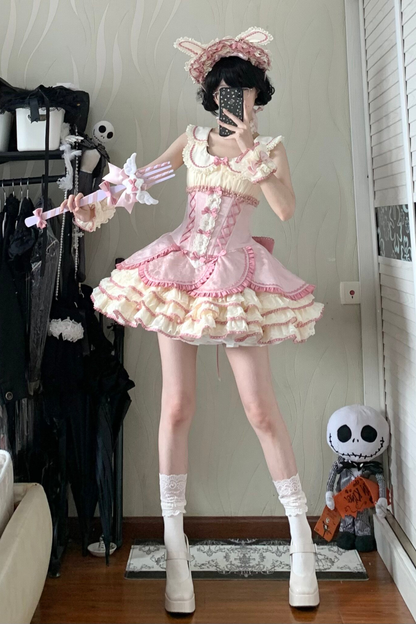 Magical Girl Lolita Dress + Bonnet + Pendant + Sleeves
