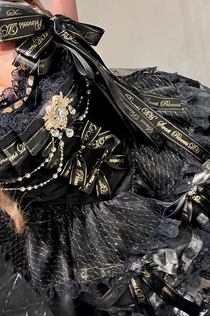 ゴールデンゴシックドレス+チョーカー+スリーブ+バッジ