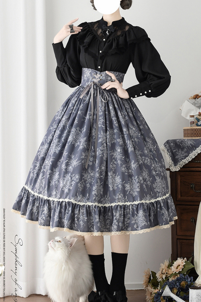 Ketch Wild Rose Stand Collar Lolita Blouse