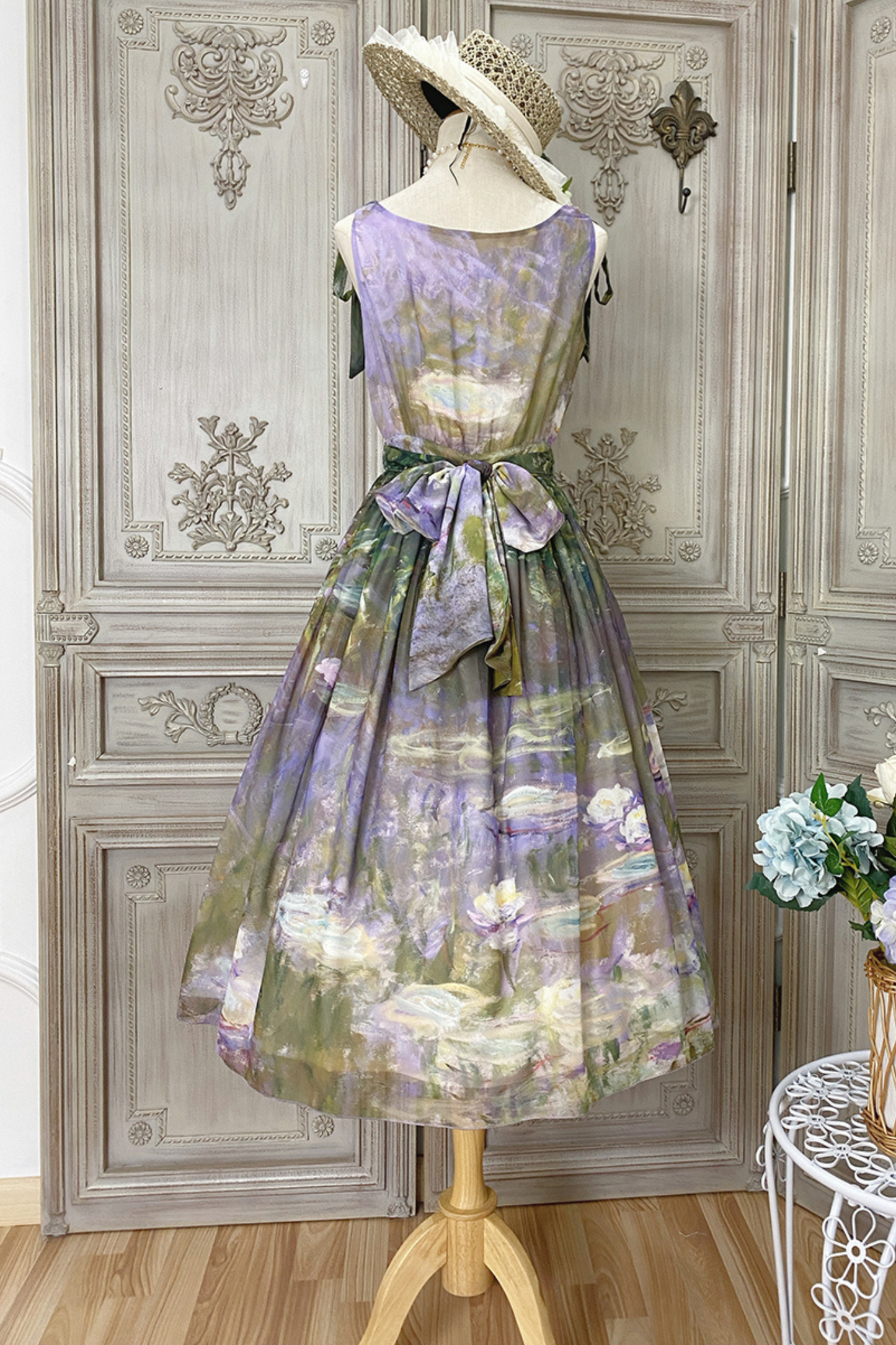 マーブルリゾートシフォンプリントドレス